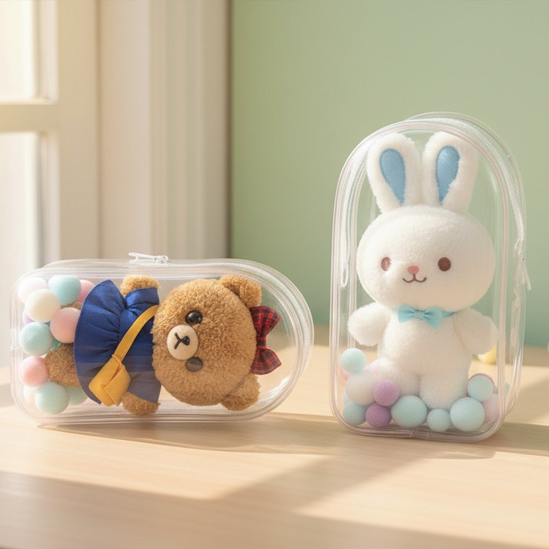네일룸 1+1 PVC 인형 파우치 키링 19cm 투명파우치 보관 케이스 8,800원