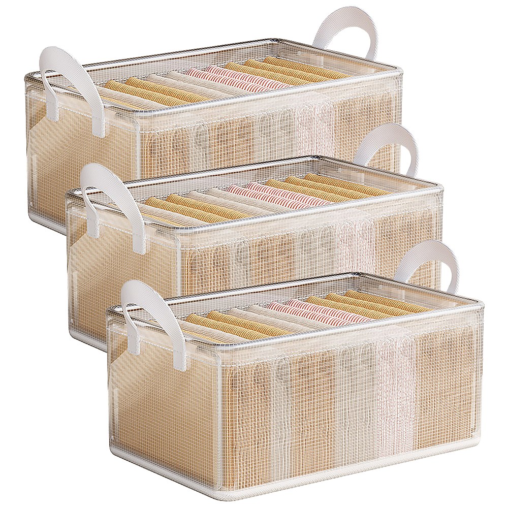 아모란나 접이식 의류 이불 정리함 3P PVC 스틸 프레임 반투명, 3개, 반투명 화이트 11,900원