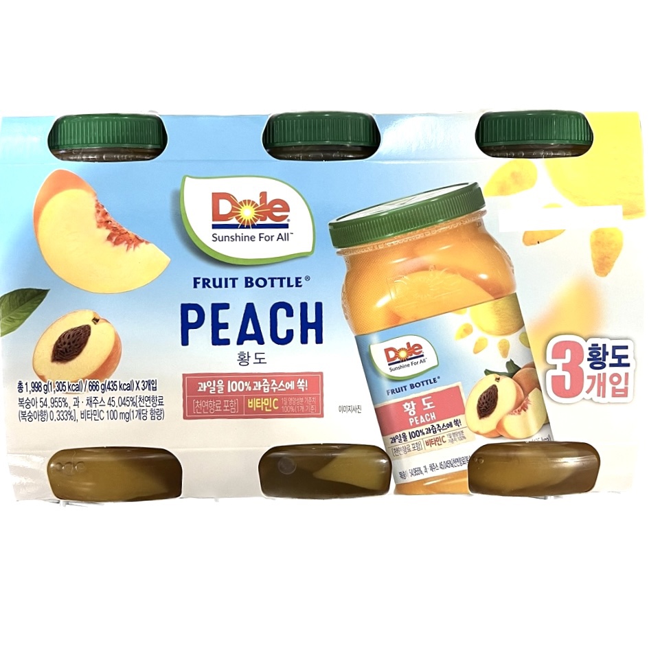 코스트코 Dole 황도 슬라이스(666gx3개) 무료배송/ 냉장 비타민C 100% 과즙주스 천연향료 복숭아 피치 디저트 간식, 1개, 1.998kg 20,840원