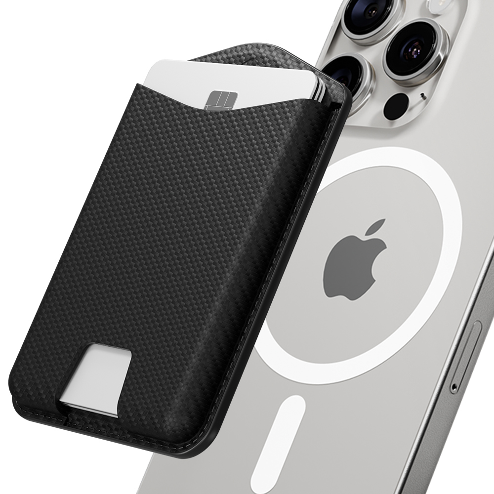 신지모루 자력강화 맥세이프 M 비카 엣지 가죽 카드지갑 케이스, 카본 블랙, 1개 15,900원