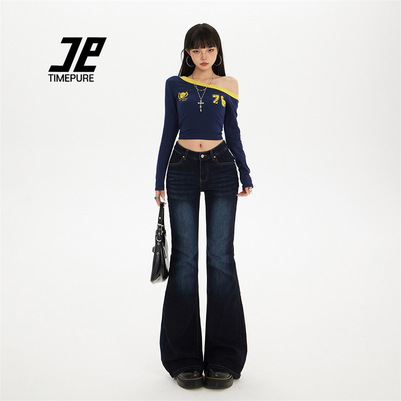 TIMEPURE 여성 로우웨이스트 루즈핏 데님 팬츠 V라인 허리 마이크로 부츠컷 29,000원