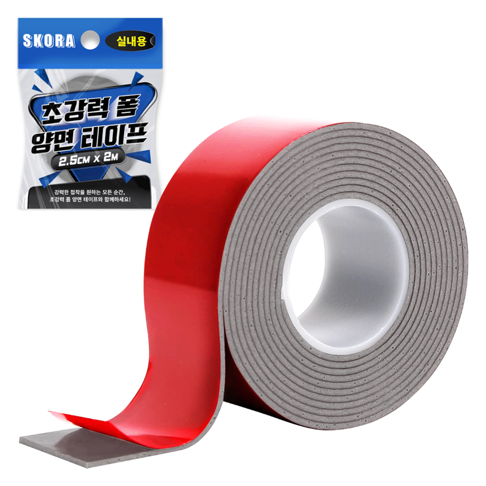 스코라 초강력 품 양면 테이프 실내용 회색 2.5cm x 2m, 1개 5,400원