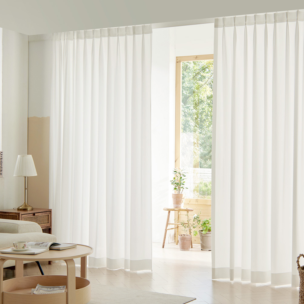 홈인홈 세탁도 쉬운 울쉬폰 평주름 툭커튼 세트 220 x 2p 118,000원