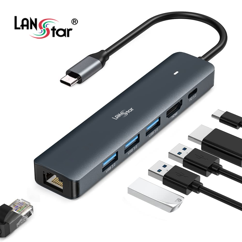 LANstar USB C타입 6in1 멀티허브 컨버터 LS-U31MHS, 혼합색, 1개 35,500원