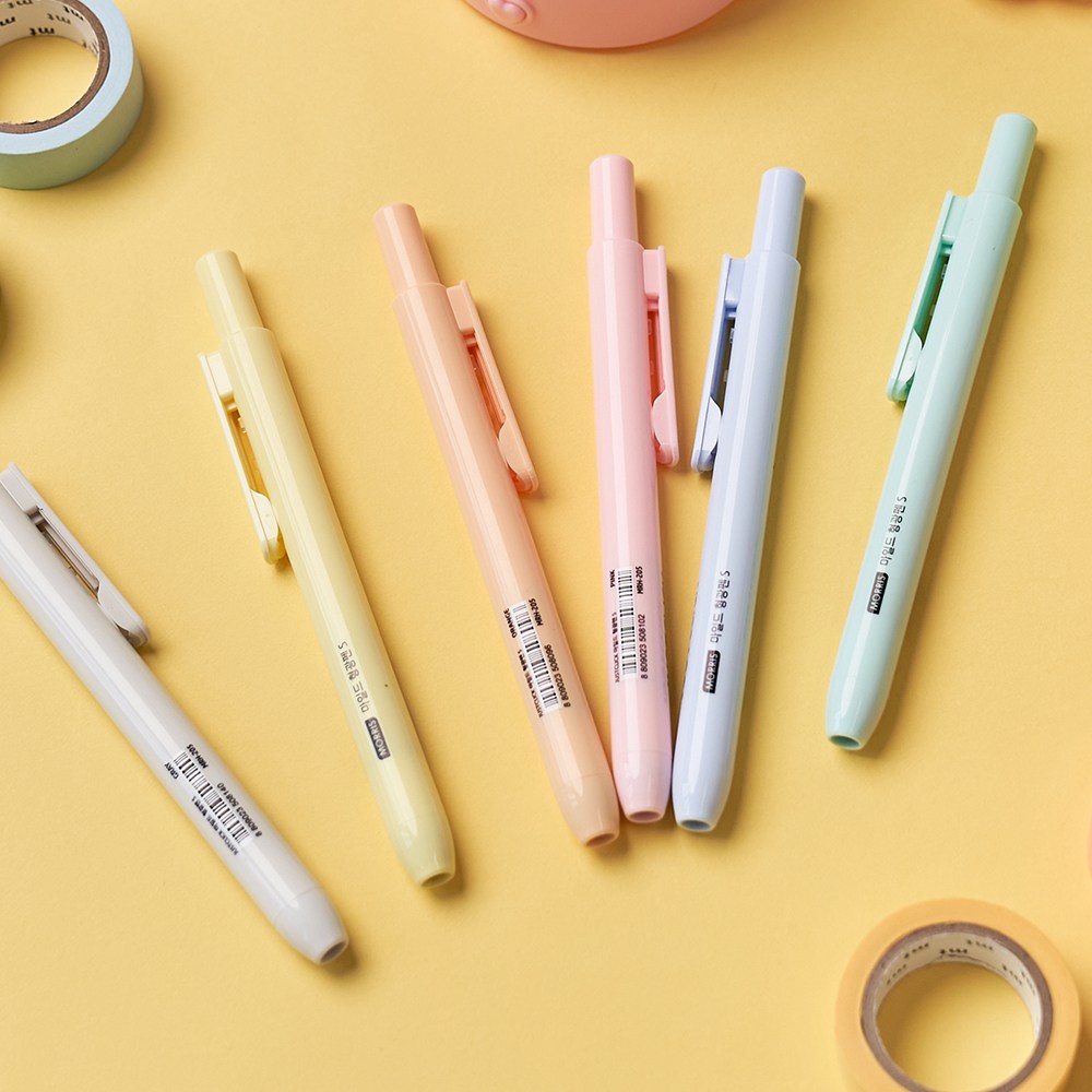 똑딱이 형광펜 모리스 파스텔 노크식 너스피아 마일드, 똑딱이 파스텔 형광펜 - 오렌지 2,000원