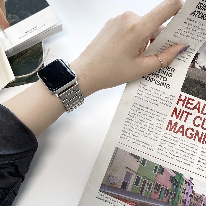 지바 애플 워치 호환 메탈 스트랩 체인 블랙 가죽 기본 9 8 7 6 5 4 3 2 SE 스포츠 실리콘 슬림 밴드 더블 11,900원