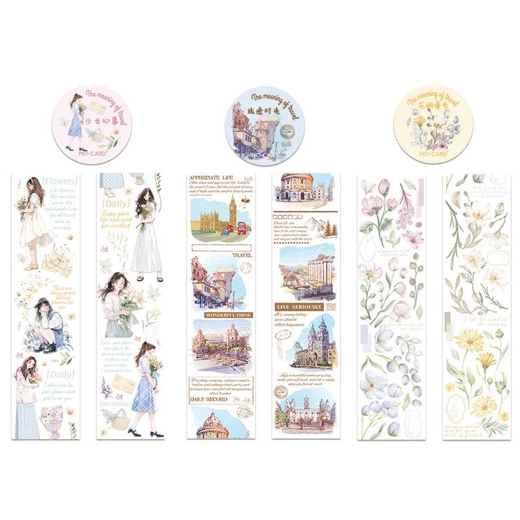 올리브파티 여행의의미 시리즈 감성 빈티지 소녀 인물 방수 디자인 마테 롤 스티커 13,400원