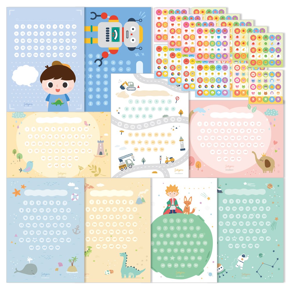 젤리박스 칭찬스티커판 + 스티커 18매, 남아, 1세트 8,850원