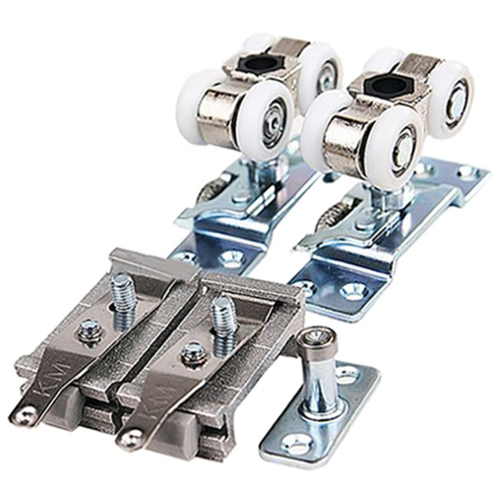 신형 EM201 로라세트(80kg이하용) _미닫이문부속 슬라이딩문부속 하부가이드 슬라이딩레일 행거레일 슬라이딩도어레일 댐핑레일 천정설치 벽면설치 포켓도어, 1개 29,000원