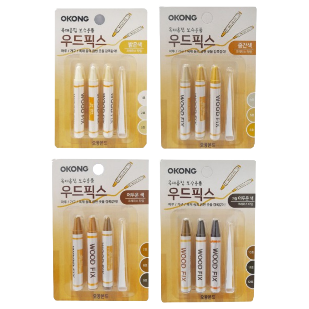 오공 우드픽스 목재 마루 흠집 제거 보수 크레파스 혼합세트, 3세트 75,580원