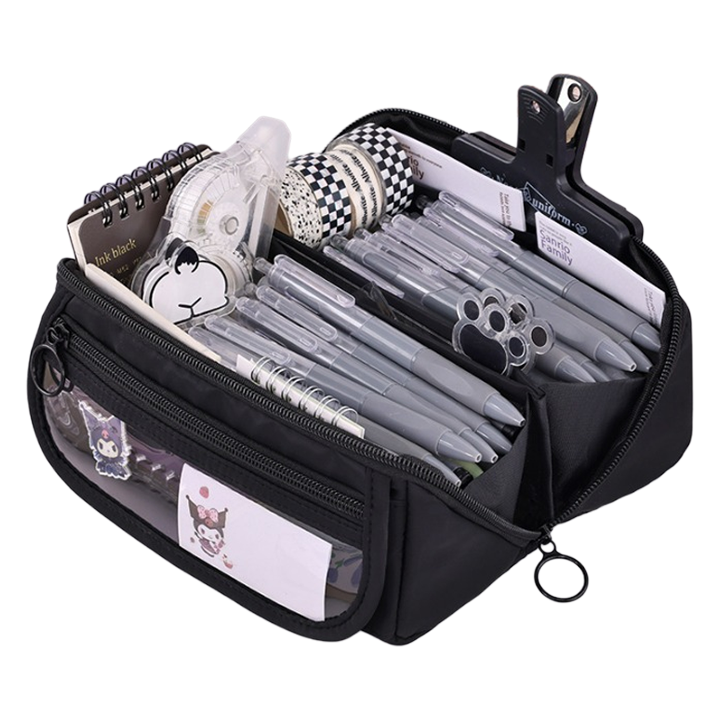 대용량 180도 다용도 수납 필통, 블랙, 1개 7,100원