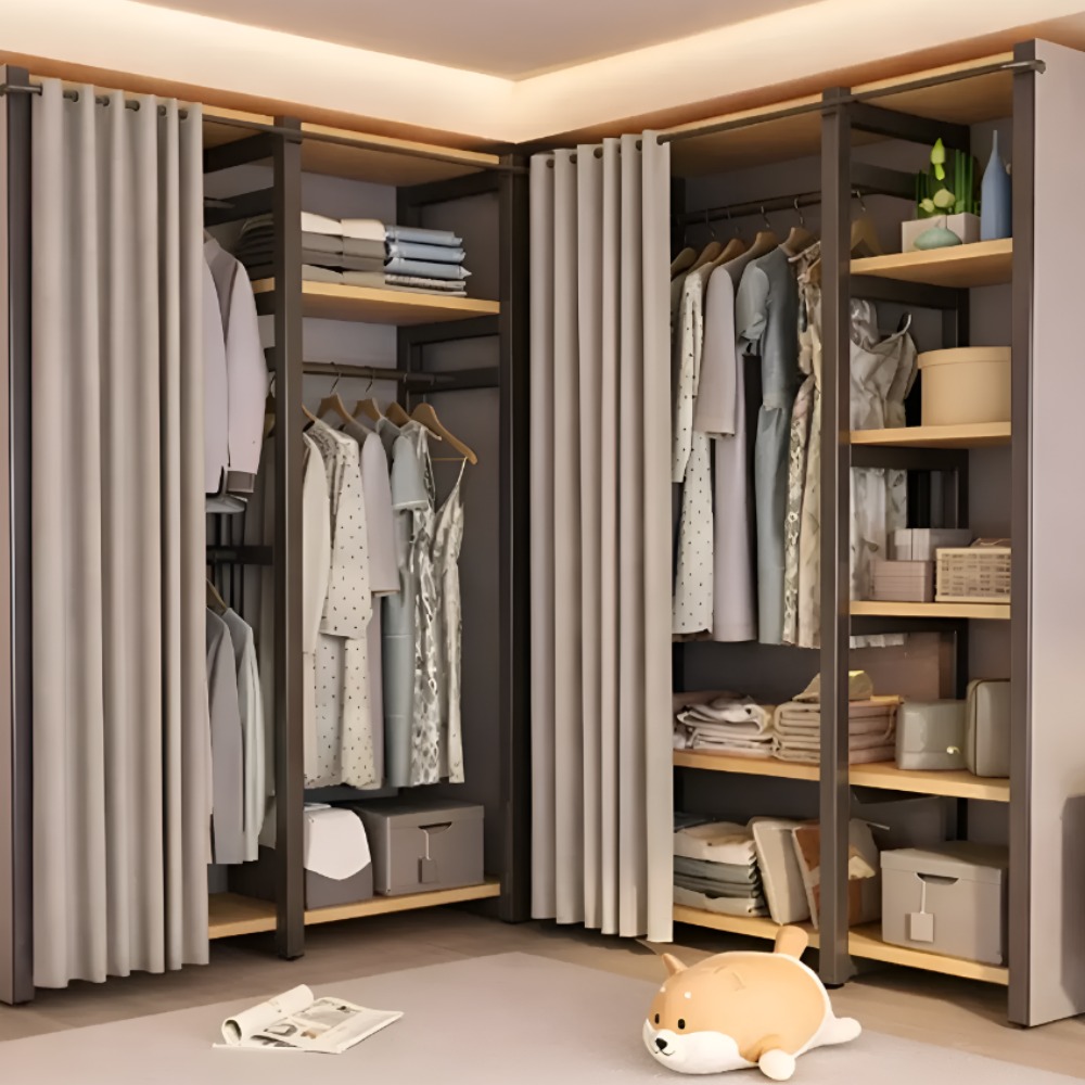 [메종리벤느] 시스템 행거 드레스룸 옷장 철제 다용도 커튼형, 단일 435,000원