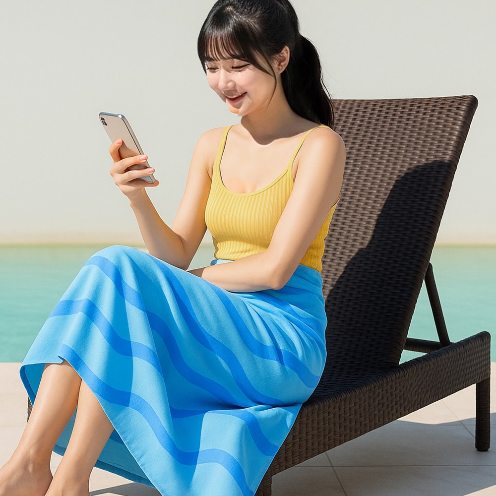 대형 비치타올+미니타월 수건세트 180x100cm, 스카이 대형 비치타월+미니타월, 1세트 17,900원