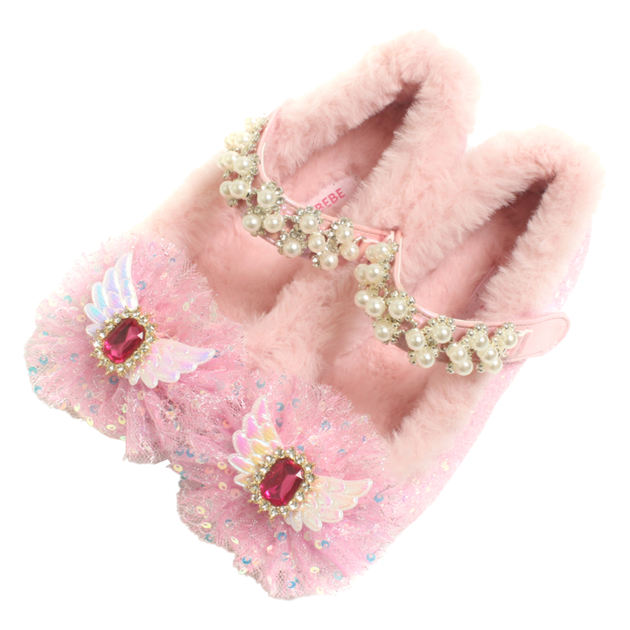 FROMBEBE 여아용 헬레나 진주장식 글리터 LED 플랫슈즈 29,900원