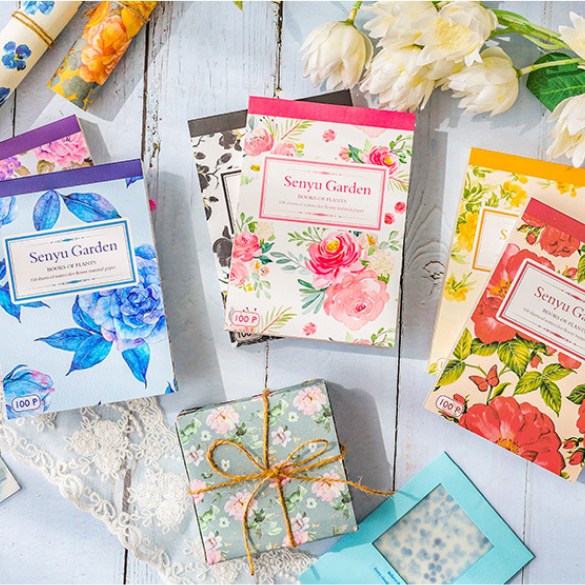 올리브파티 플라워 빈티지 다꾸 메모지 배경지 100매 세트 11,800원