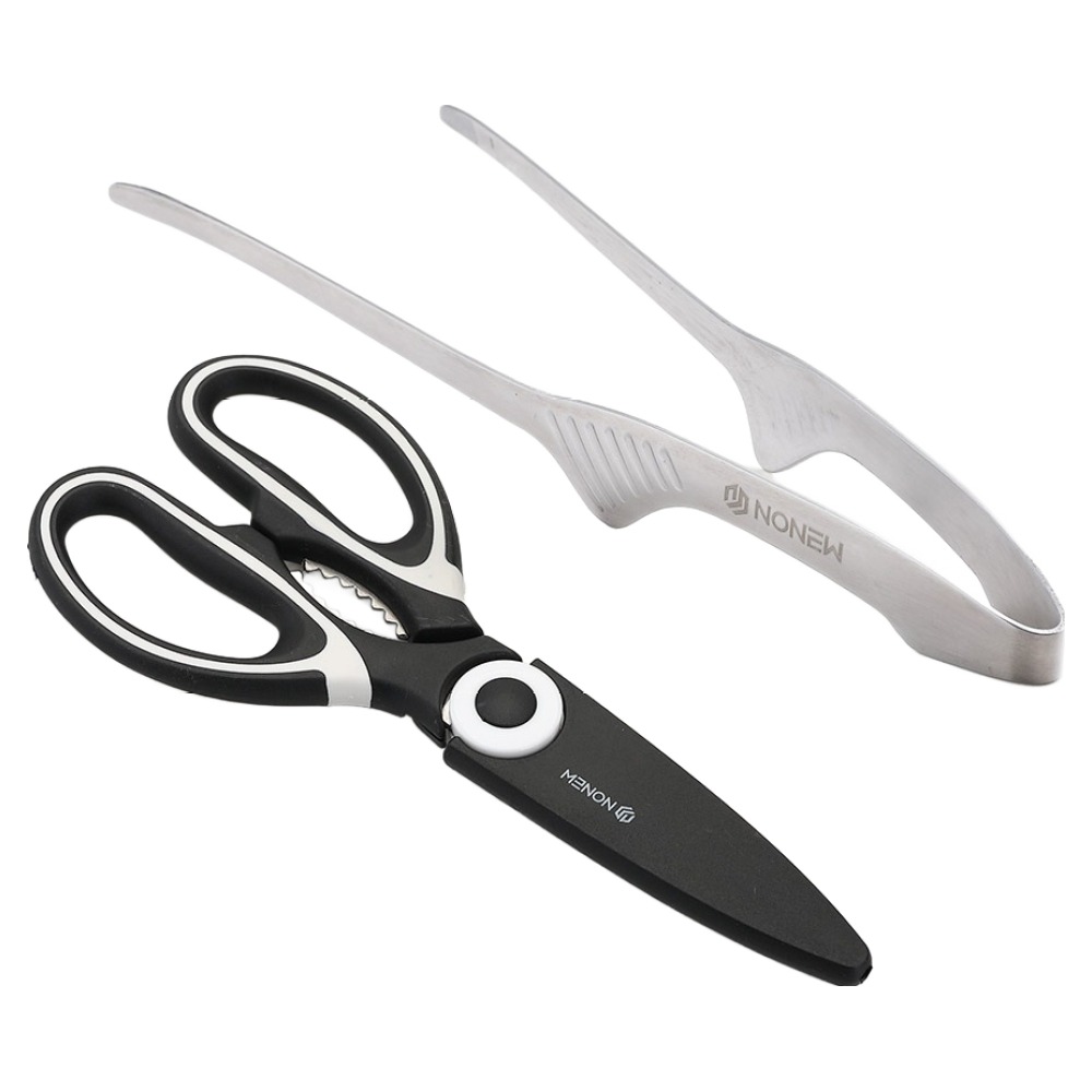 노뉴 캠핑주방 스테인리스 다용도 가위 + 핀셋형 요리집게 세트 5,990원