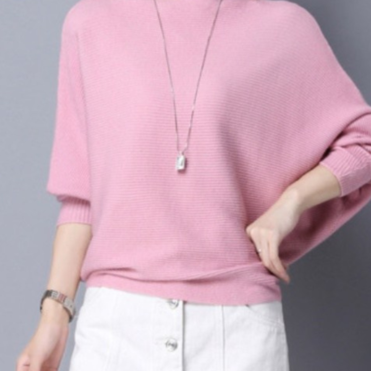 MINA STYLE 가오리핏 니트 스웨터 일자넥 티셔츠 19,900원