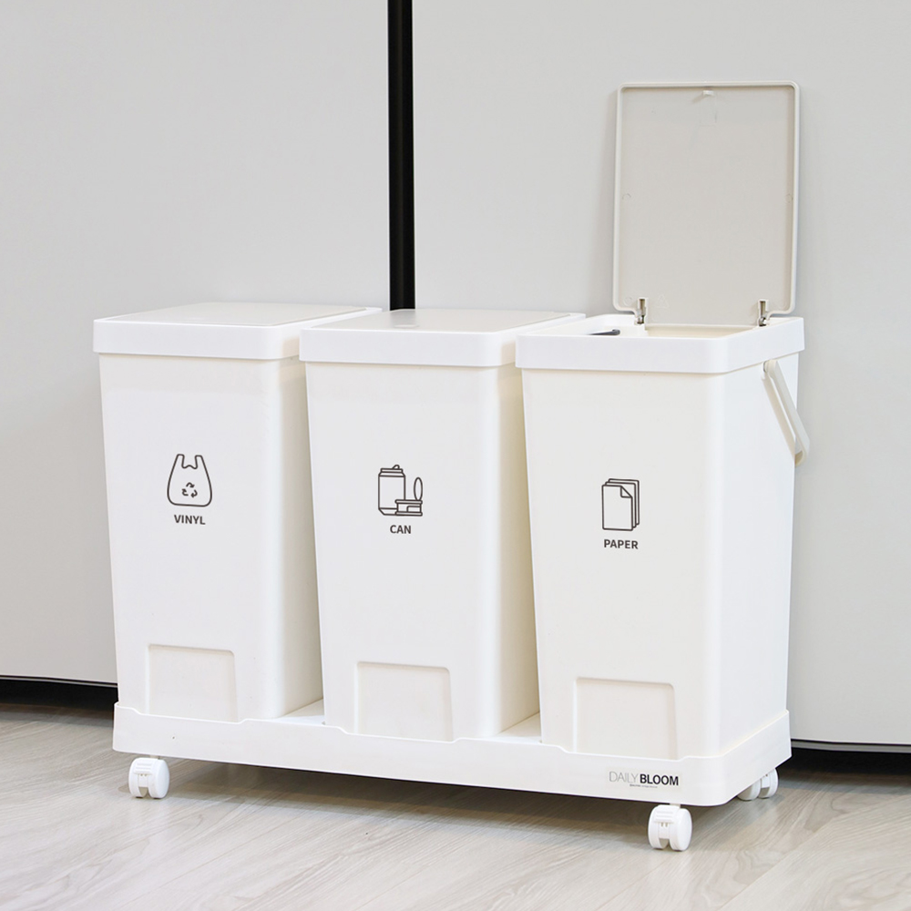 데일리블룸 원터치 분리수거함 3P, white 32,900원