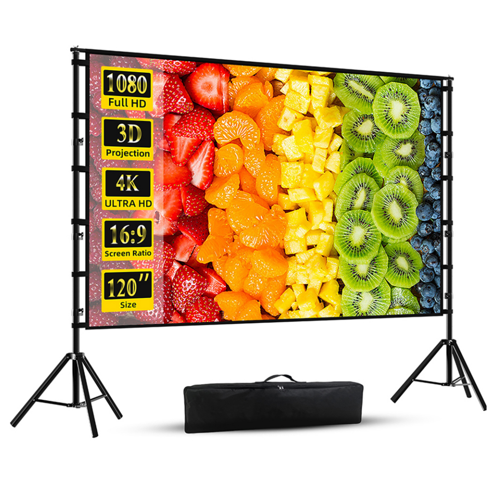 VEIDADZ 실외용 빔프로젝터 스크린 광시야각, 듀얼 삼각대 가방 포함 주름방지 접이식 93,390원