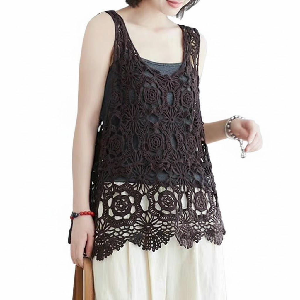 차쿠 터버조끼 봄 여름 니트 민소매 그물 조끼 빈티지 신상 14,800원