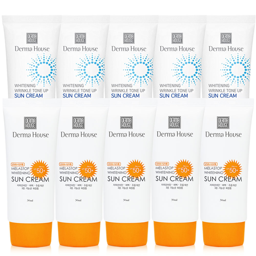 멜라스톱 화이트닝 썬크림 5개+미백 링클 톤업 썬크림 5개 / 미백 주름개선 자외선차단 3중기능성 SPF50+PA+++ 55,100원