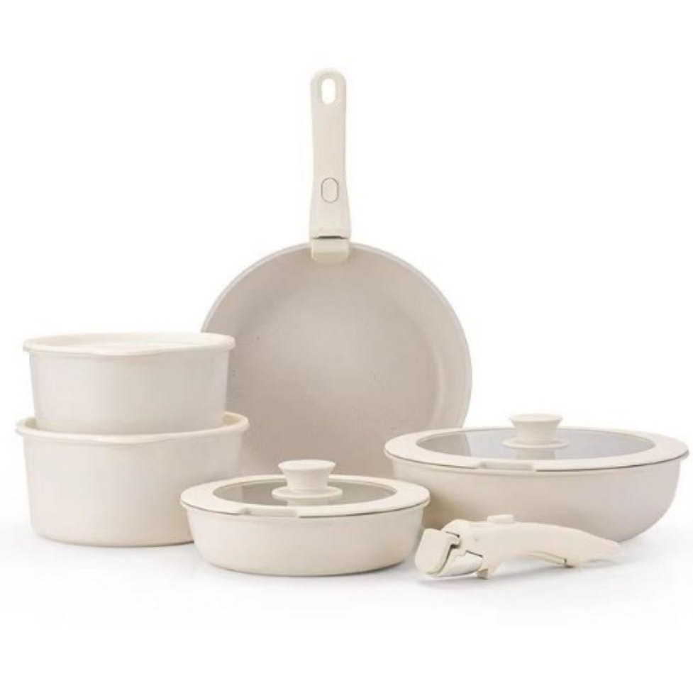 미츠키 인덕션용 손잡이 후라이팬 냄비 세트 탈부착식, 아이보리 색상, 1세트, 9종 냄비 149,000원