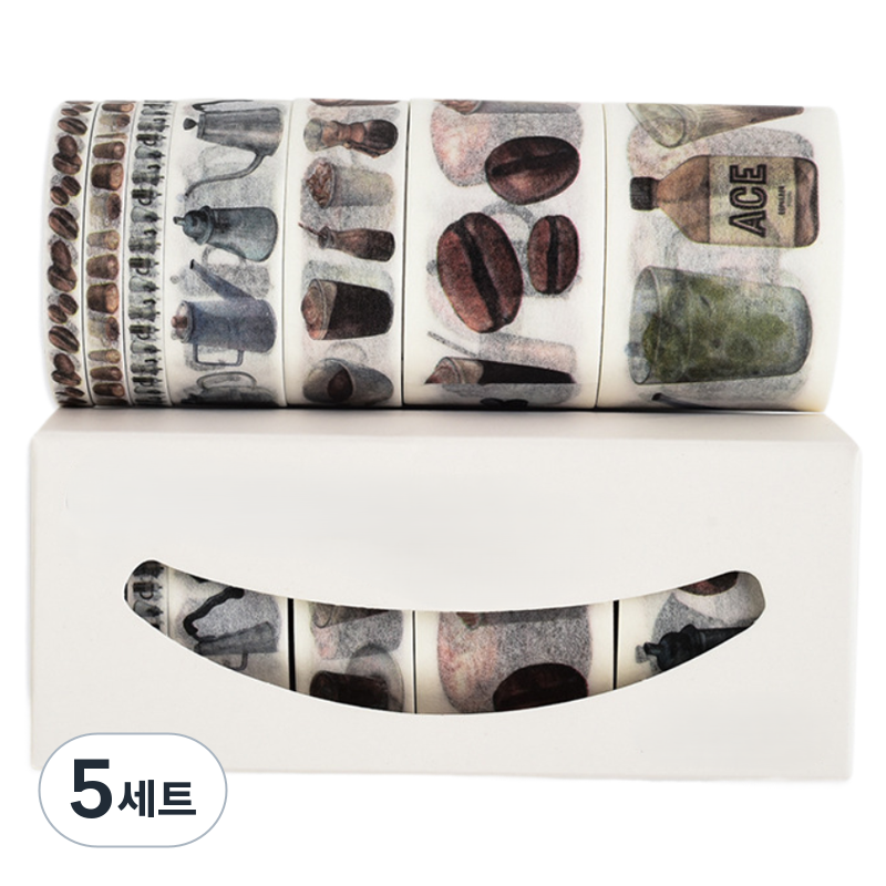 베네블 DIY 데코 다꾸 마스킹테이프 7종 케이스 세트, 커피하우스, 5세트 49,500원