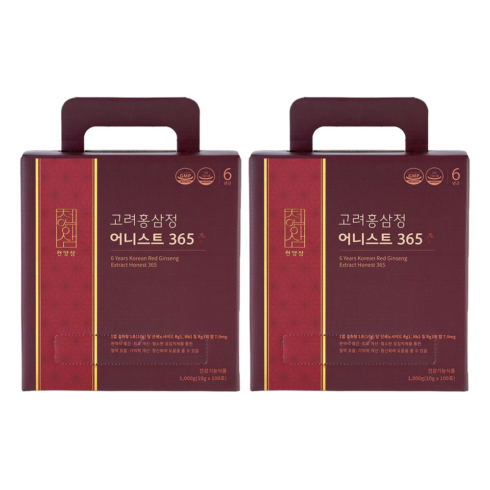 천양삼 6년근 고려홍삼정 어니스트 365 홍삼스틱 100포, 1kg, 2개 93,900원