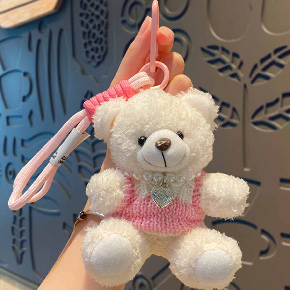 다은랜드 봉재곰돌이 인형 키링 자동차키링, 핑크 니트 곰돌이, 1개 12,160원