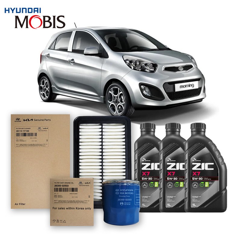 올뉴 모닝 TA 가솔린(휘발유)/바이퓨얼 1.0 터보없음(11-14년식) 순정필터+지크합성유 3L 51,280원