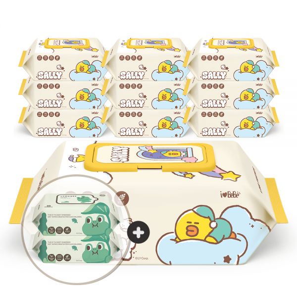 아이러브베베 라인프렌즈 드림에디션 생분해원단 샐리 77매 75g 10팩 캡형 아기물티슈, 10개, 77매 19,900원