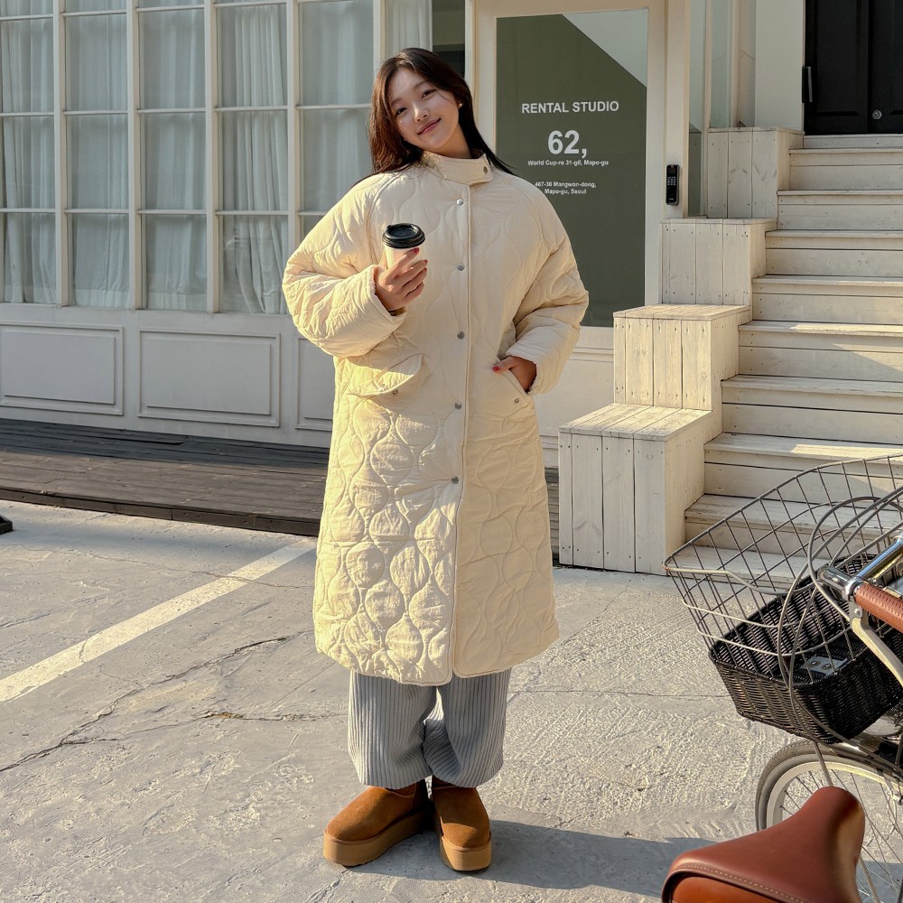 [44-110] 양털 안감 하이넥 롱 야상 패딩 여성 빅사이즈 여자 플러스사이즈 어거스트플랜 142,900원