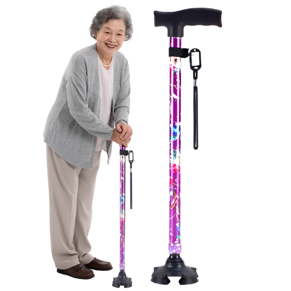 에이리브 노인 미끄럼방지 네발 길이조절 꽃 어르신 여성용 가벼운 지팡이 22,180원
