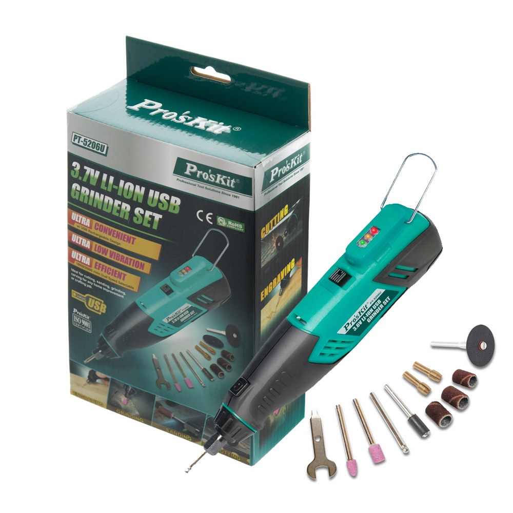 Pro'skit 휴대용 무선 전동 핸드 그라인더 PK011세트(PT5205U PT-5205U 5206U 전문가용 광택기 연마기 흠집제거 세공 네일아트) 46,140원