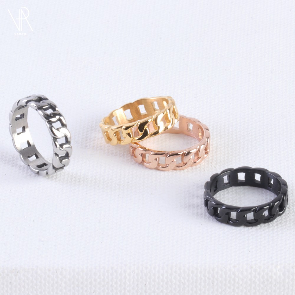 VARAM 써지컬316L스틸 5mm 심플 체인 반지 12,800원