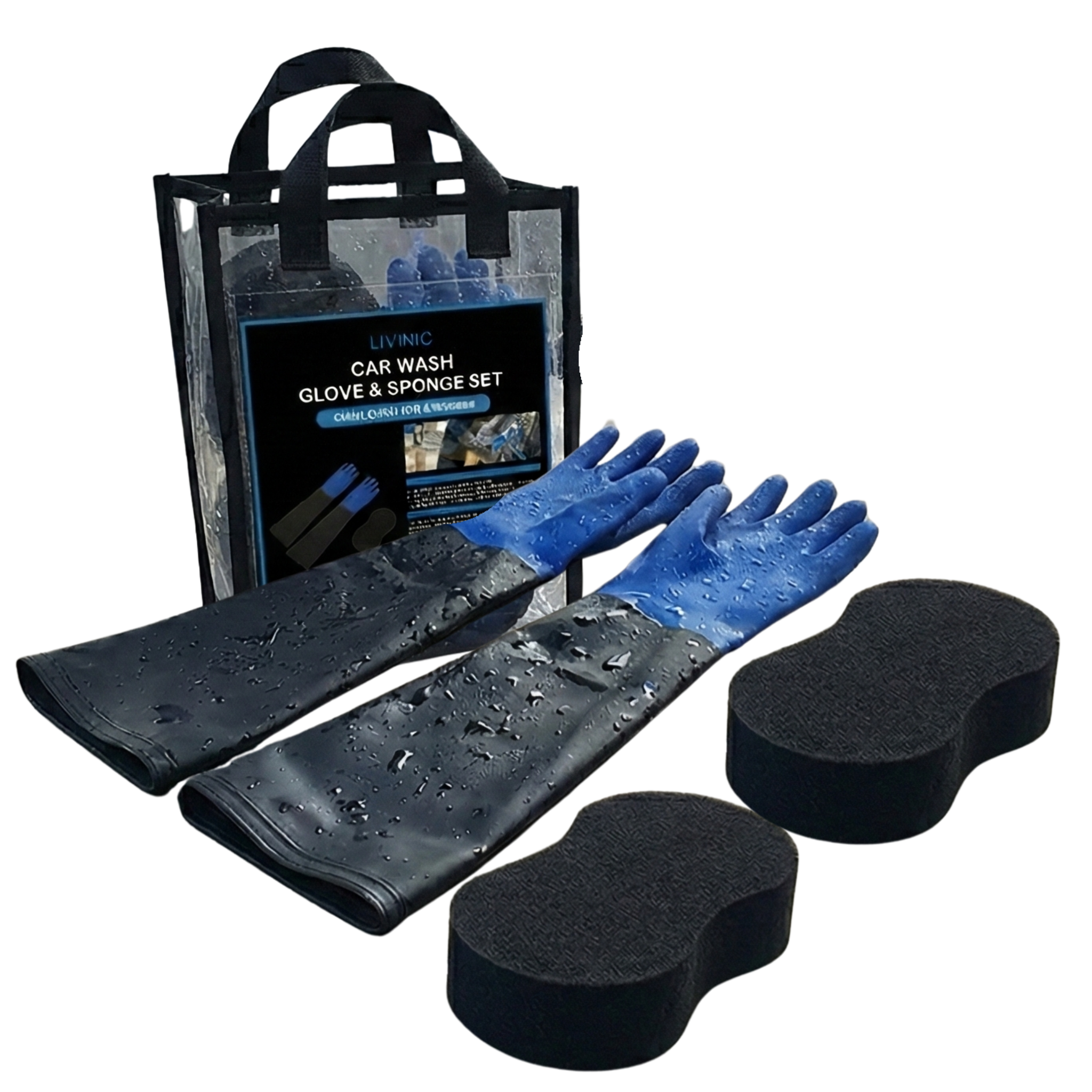리비닉 차량용 긴 기모 셀프 세차장갑 + 스펀지 2P + 보관백 15,200원