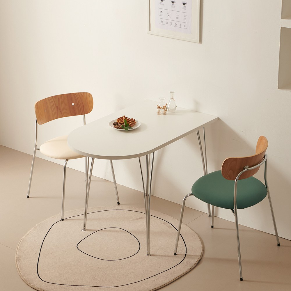 미드센추리 클로에 화이트 반타원 반원 테이블 식탁 2size (10001200) 98,850원