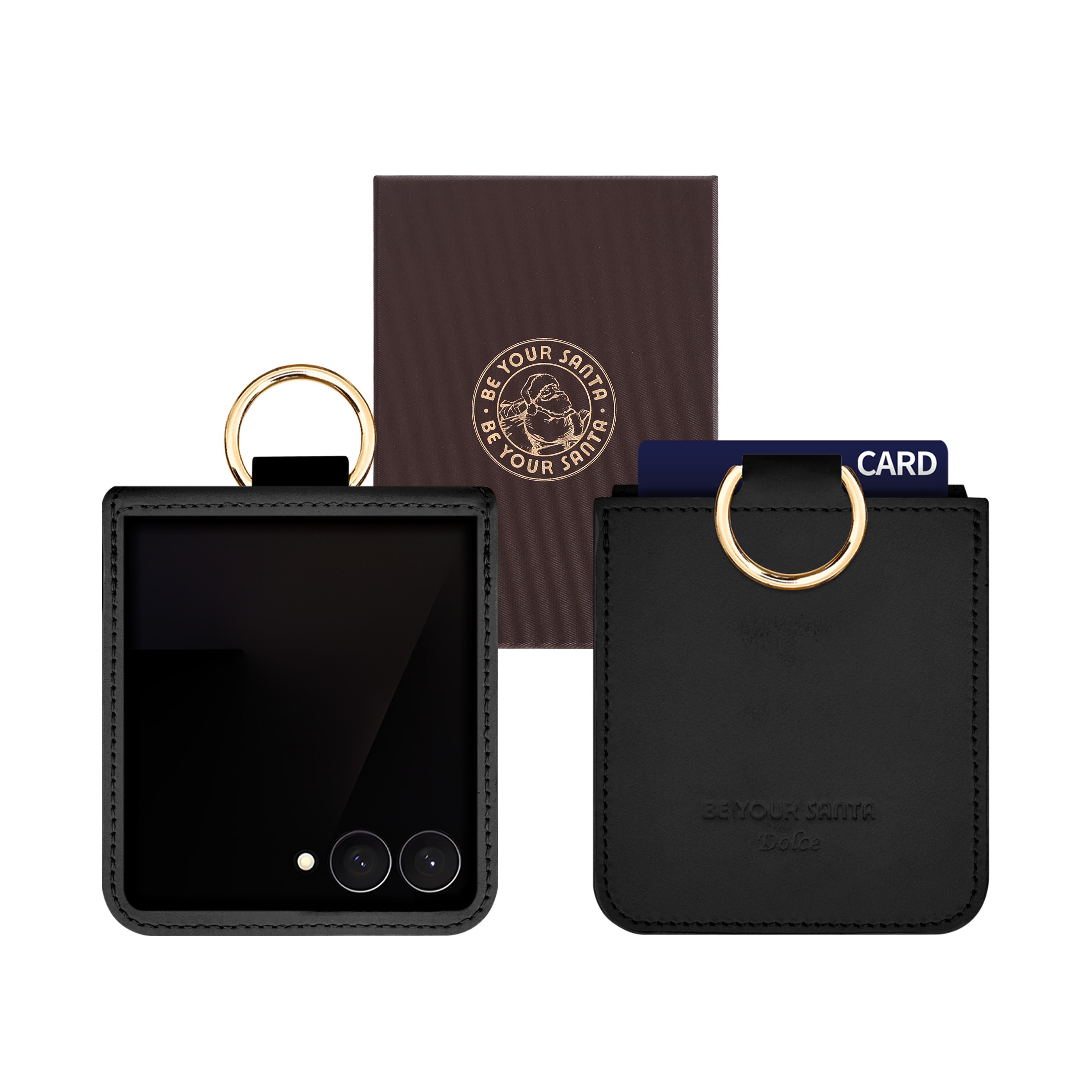 갤럭시 Z플립7 케이스 이태리 천연가죽 힌지보호 카드수납 링 루나, 돌체, 블랙 74,400원