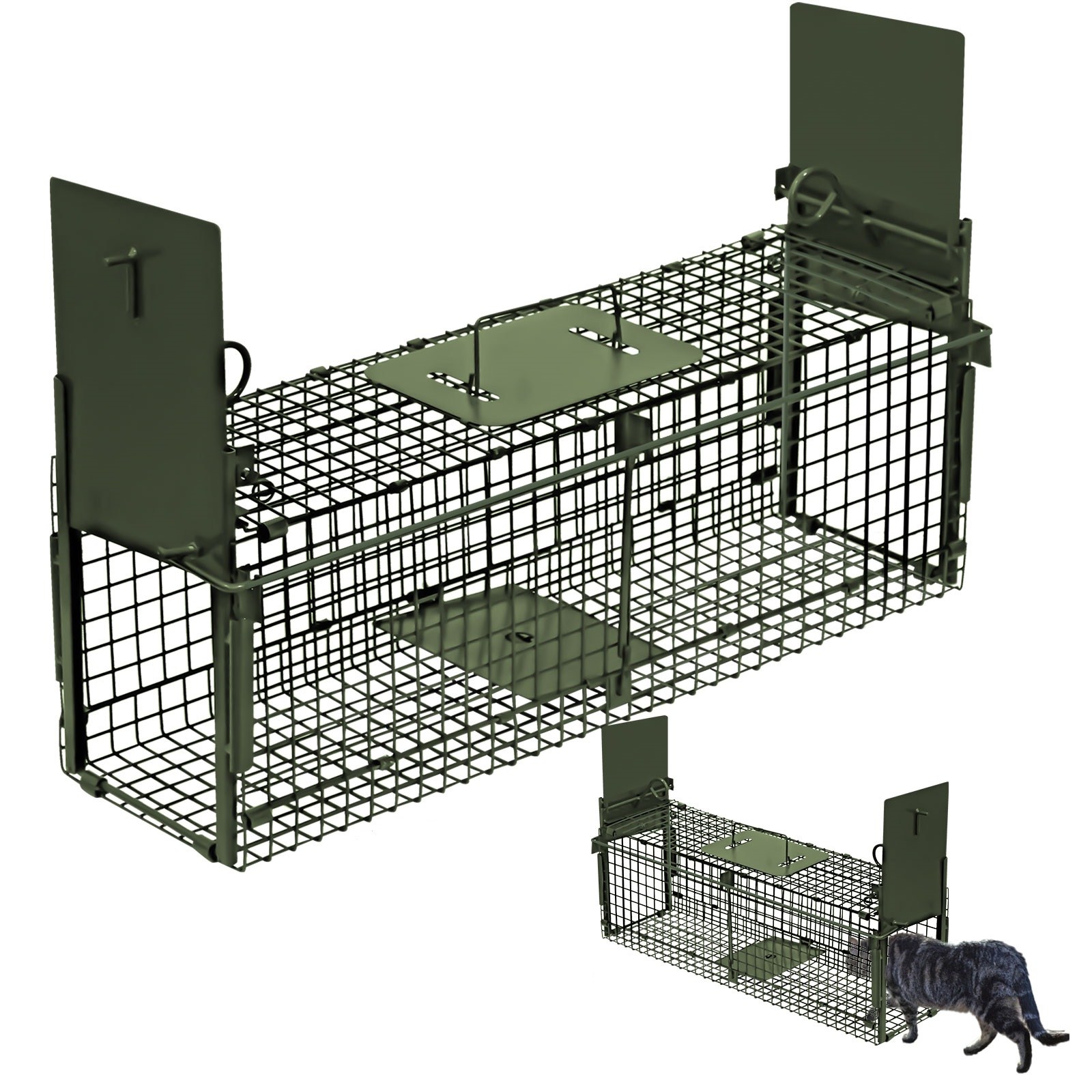 포획틀 고양이  고양이 포획틀  유기묘 고양이  유기견   덫 트랩 족제비    간편 조립 설치 컴팩트 수납 가정 채소밭 농작물 보호  초록색  더블도아 60,700원