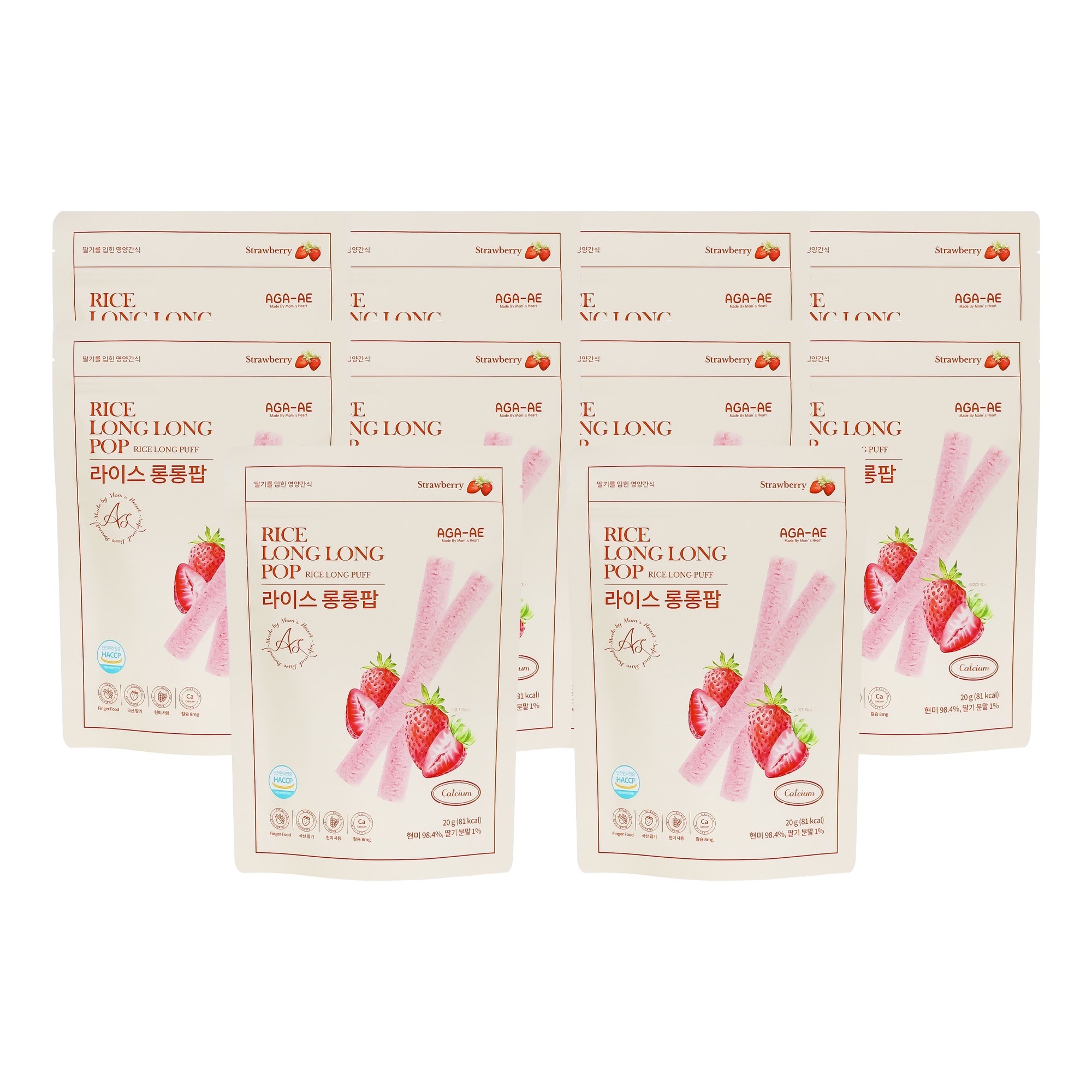 아가애 라이스롱롱팝 딸기 유기농롱떡뻥 [원산지:국산], 20g, 10개, 딸기 24,500원
