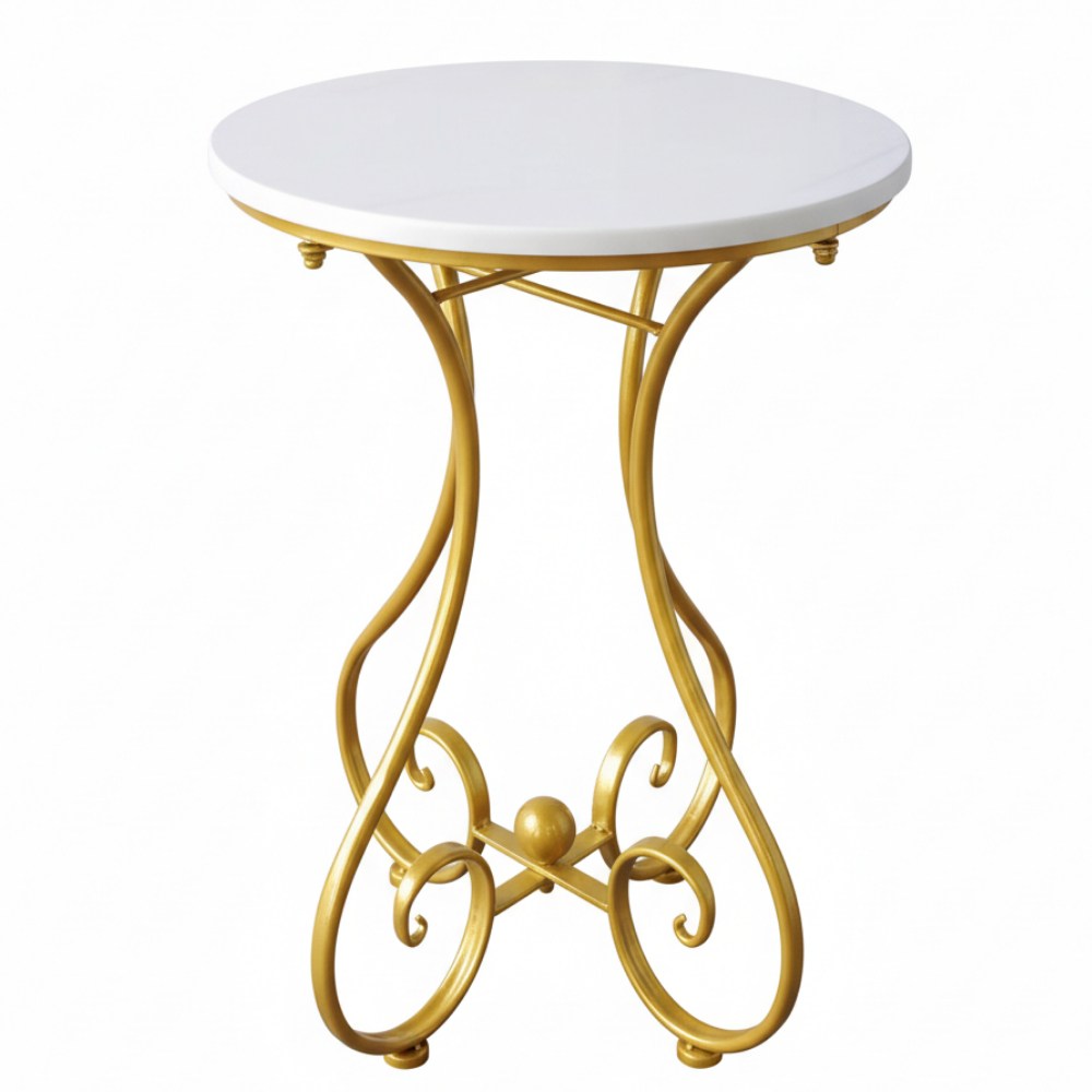 엔틱 커피 테이블 원형 북유럽풍 빈티지 사이드 티테이블 거실 침실 테라스 미니 협탁 쇼파 부부테이블, 화이트 골드 47cm 40,700원