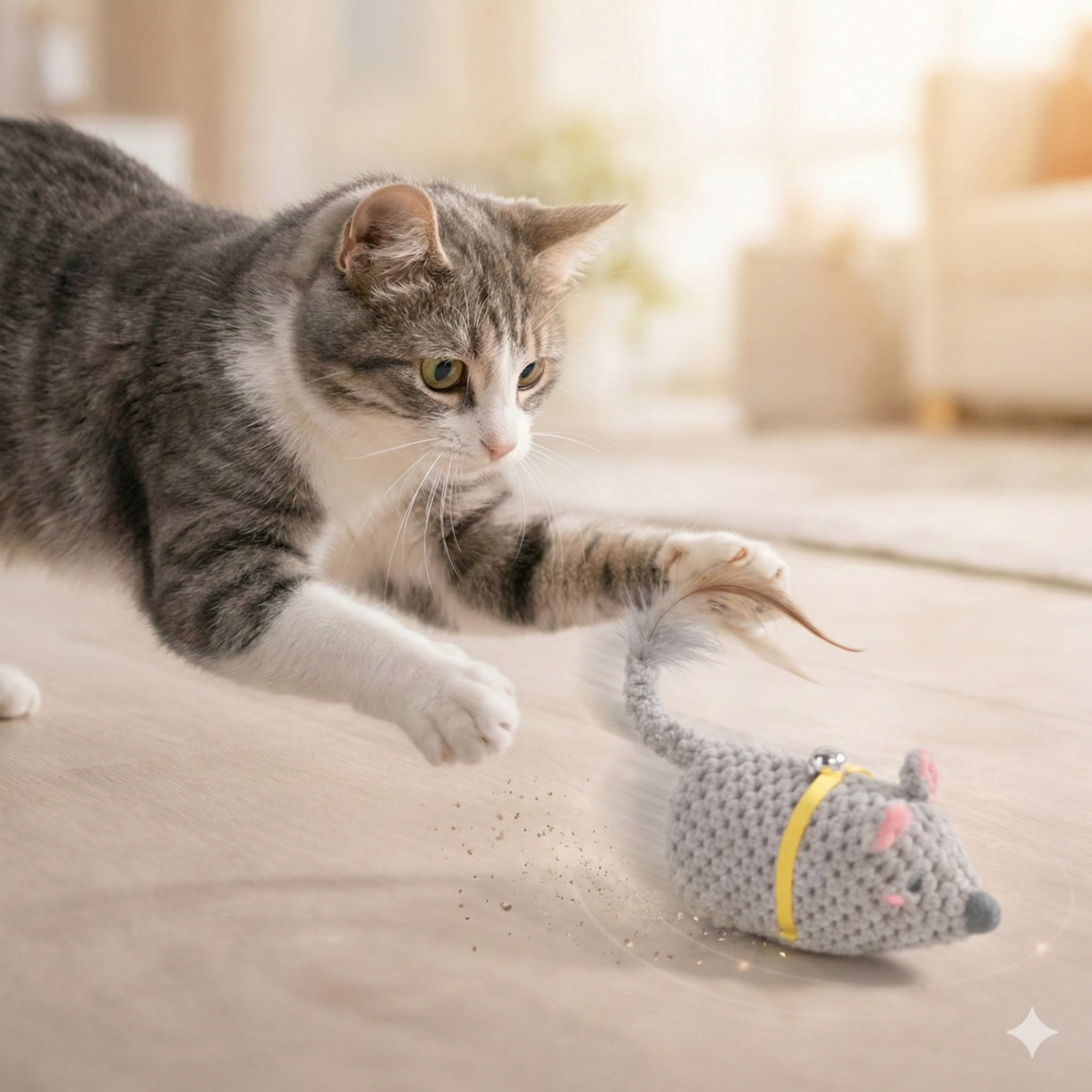 MAAH 고양이 혼자노는 자동 쥐 장난감 [쥐소리나는], 1개, 라이트그레이, SCB-21 13,500원