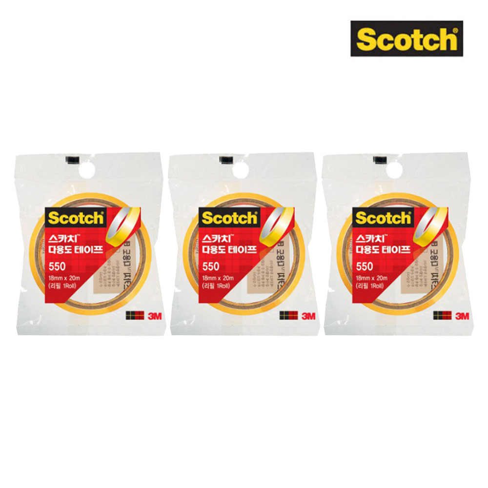 3M 스카치 다용도 테이프 리필 550R 18mmX20M 3롤 10,300원