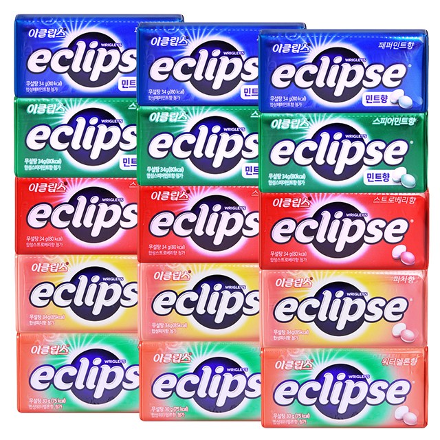 이클립스 캔디 5종세트 (페퍼민트+스피어민트+피치+스트로베리+워터멜론), 3세트, 166g 42,000원