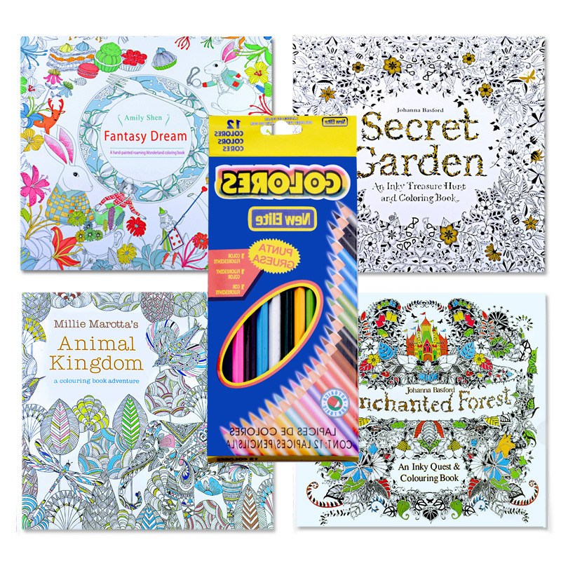 컬러링북1 4권+색연필 세트 취미 선물, 1개 10,400원