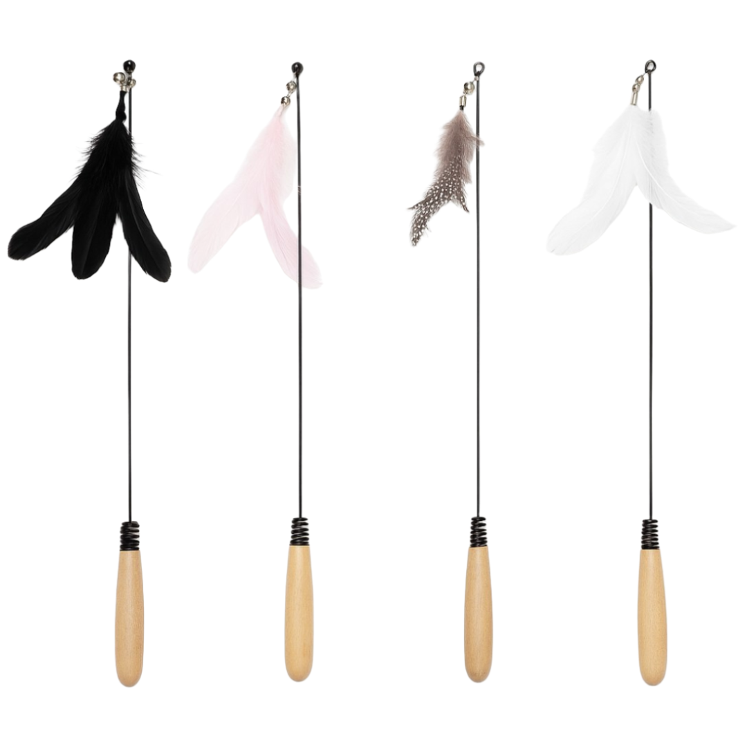 MAAH 고양이 다다익선 깃털 낚싯대 4종 세트, 1세트, 혼합색상 8,900원