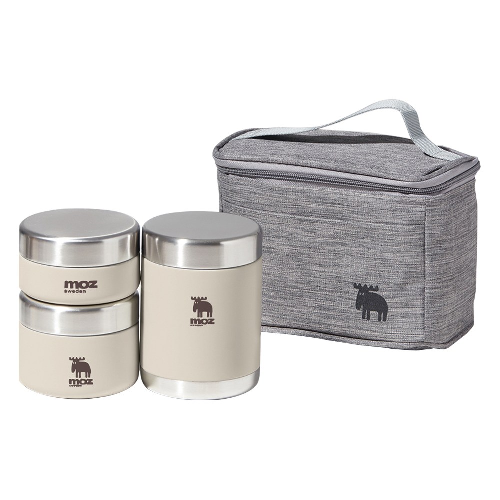 MOZ 스웨덴 포스코 316 올스텐 보온도시락 3종 도시락가방 수저 세트, 오트밀베이지, 1세트 70,000원