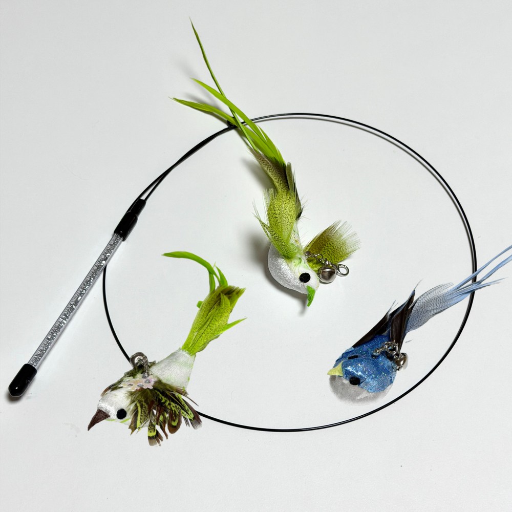 MAAH 고양이 리얼버드 새 낚싯대 + 리필 3p 세트, 1세트, 혼합색상 13,500원