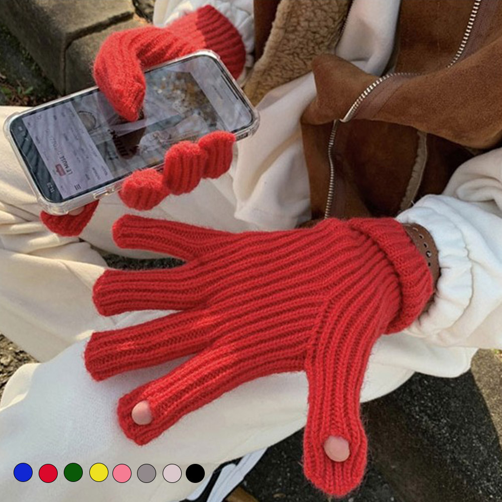 슈리팜 겨울 니트 장갑 터치 스크린 손가락 구멍 장갑, 현재가 8,600원