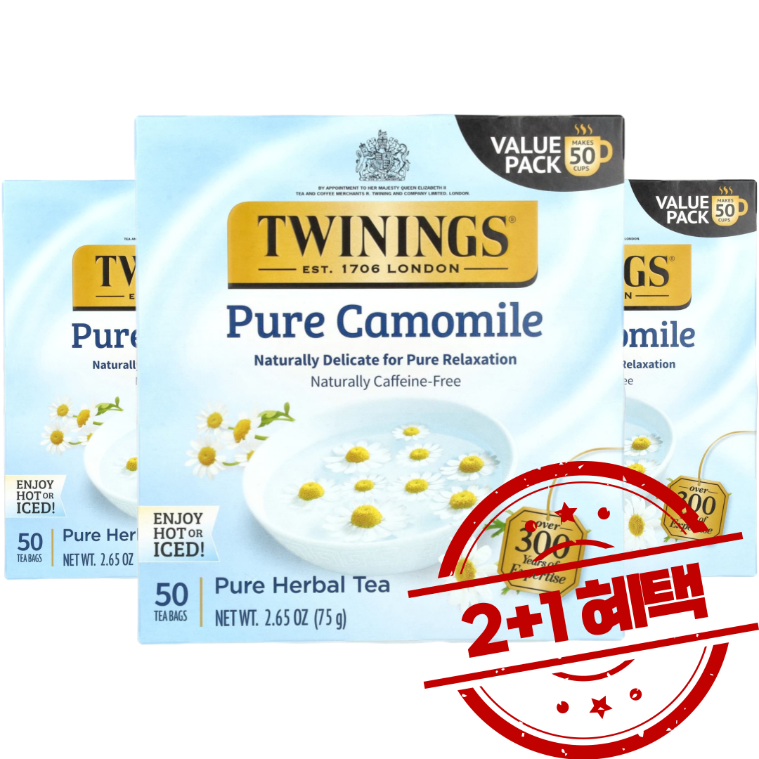 2+1 트와이닝 허브차 순수 카모마일 카페인 무함유 티백 산뜻함 부드러움 꽃향기 / 해외직구 미국정품 53,800원